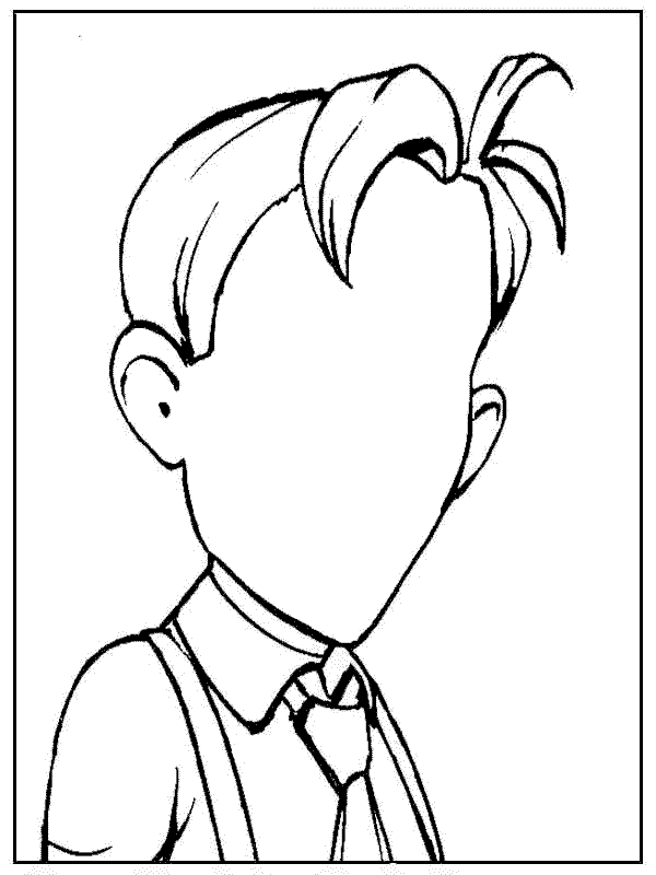 Розмальовки Розфарбувати обличчя хлопчик особа вуха дивиться краватка одяг 