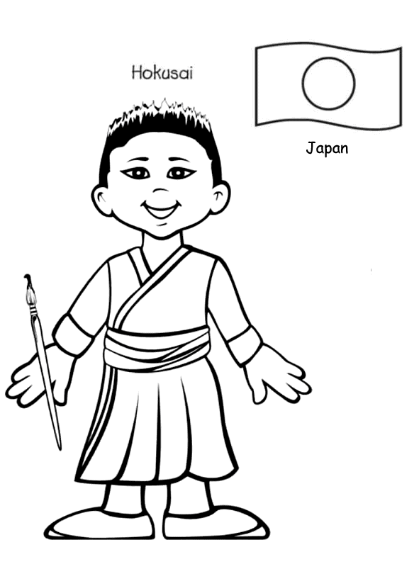 Розмальовки Азія розмальовки для дітей, подорожі, азія, хлопчик, Японія