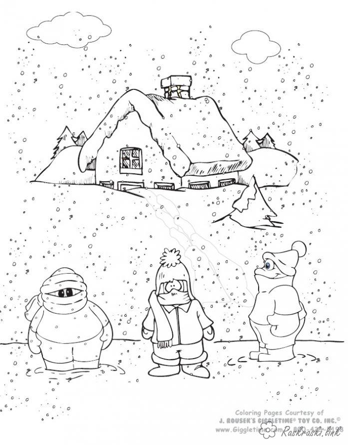 Розмальовки Явища природи розмальовки для дітей, явища природи, природа, мороз, сніг, снігопад, на вулиці холодно
