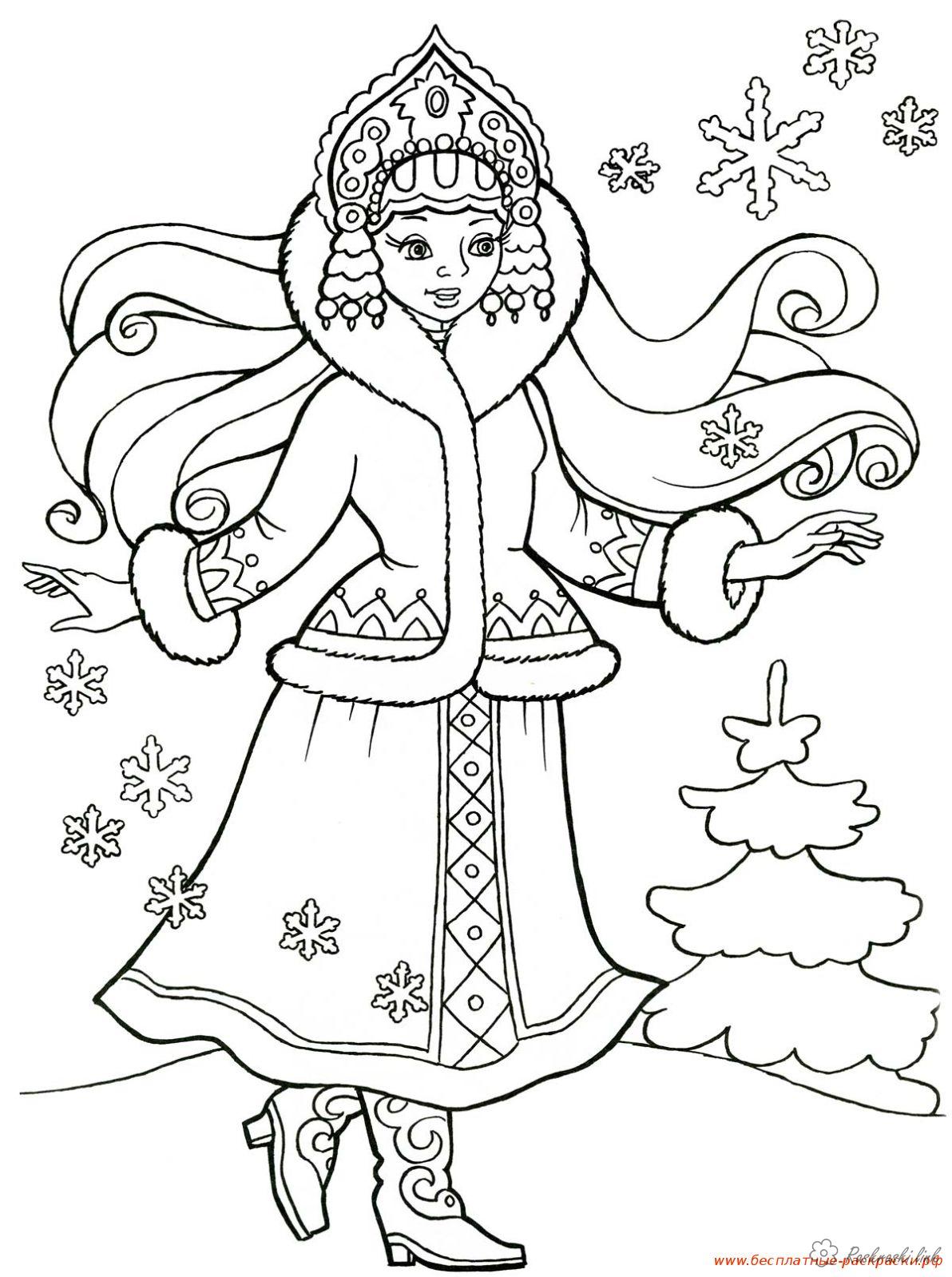 Розмальовки Новий рік Дитяча новогодняяя розфарбування, красива снігуронька