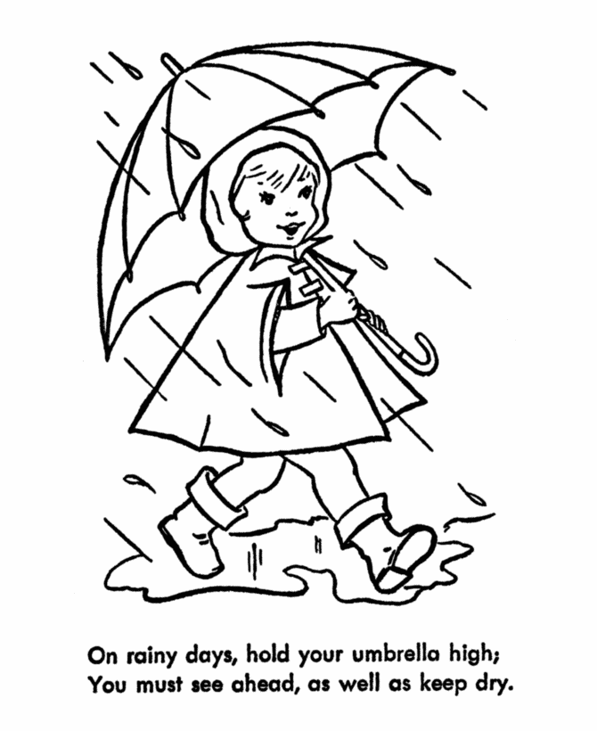 Розмальовки дітей розмальовки для дітей, явища природи, природа, дощ, дівчинка, дівчинка з парасолькою