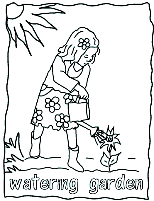 Розмальовки Відпочинок на природі раскраски для детей, природа, отдых на природе, девочка, цветок, солнце