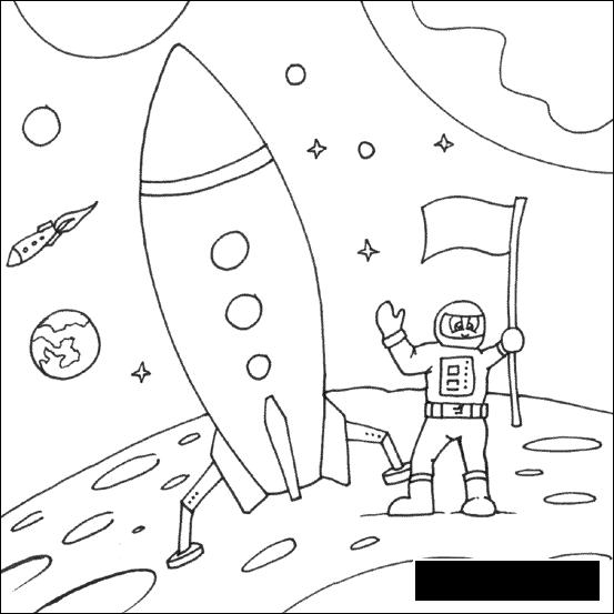 Розмальовки День космонавтики розфарбування люди на місяці день космонавтики