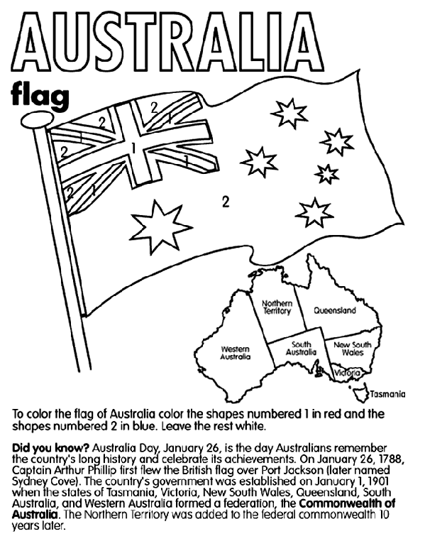 Розмальовки Австралія розмальовки для дітей, прапор, карта