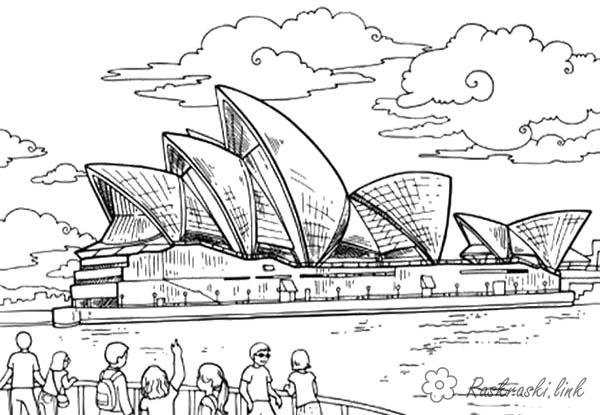 Розмальовки подорожі розмальовки для дітей, тварини, Австралія, кенгуру
