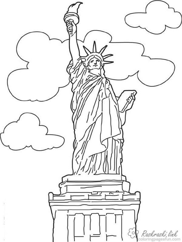 Розмальовки Північна Америка розмальовки для дітей, Північна Америка, статуя свободи