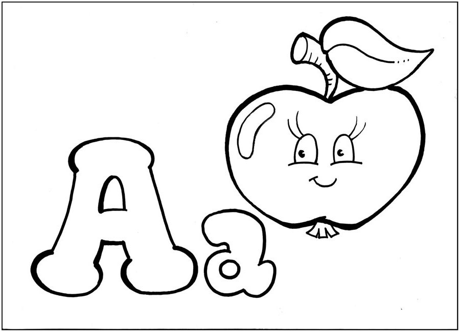 Розмальовки яблуко Буква А вивчаємо англійський алфавіт apple