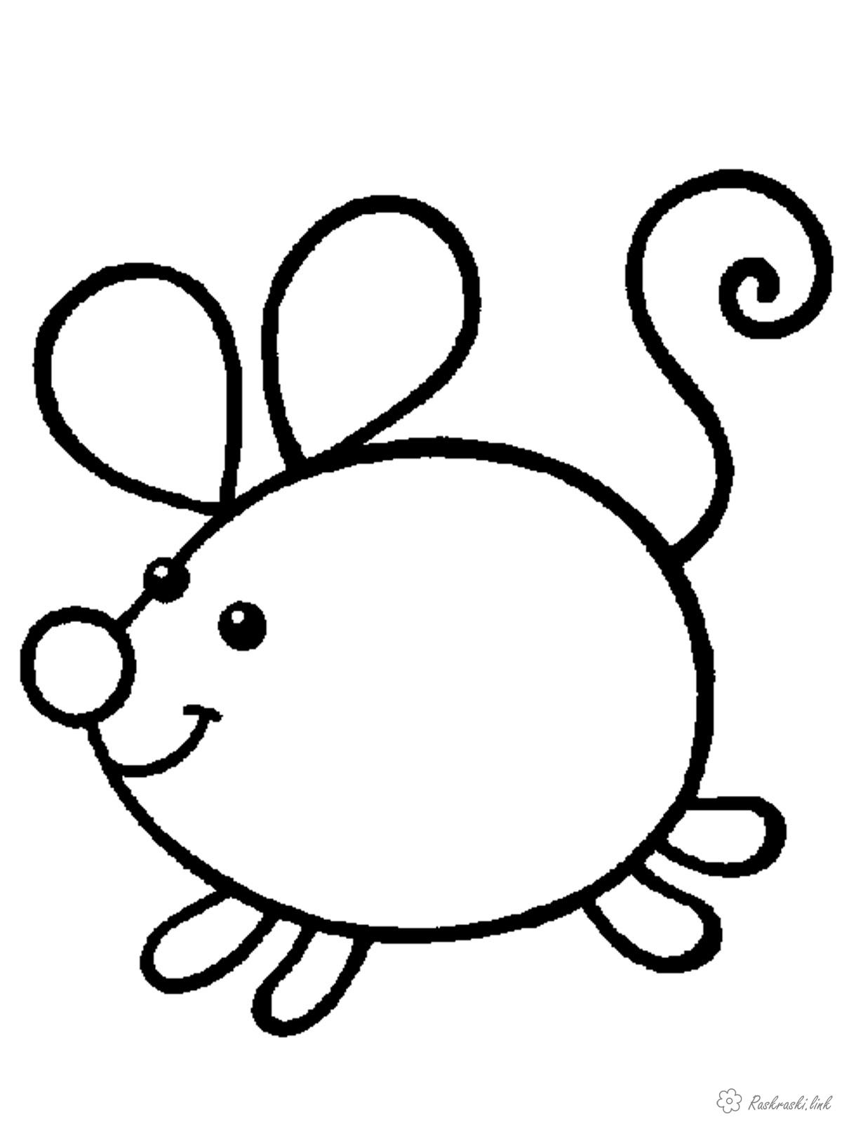 Розмальовки Прості розмальовки для малюків Розмальовка для малюків, мишка, мишеня