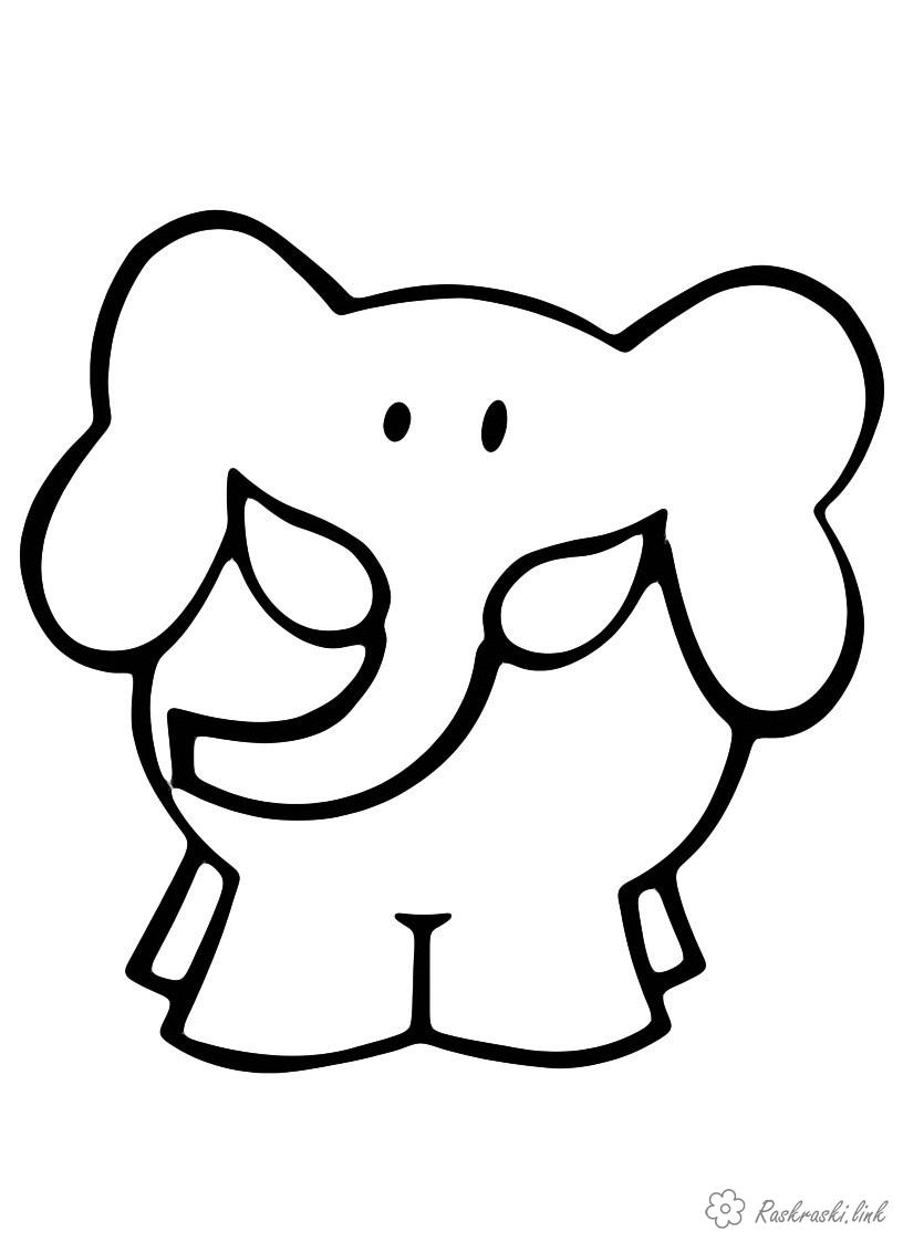 Розмальовки Прості розмальовки для малюків Проста розфарбування, слон, слоник, слоненя