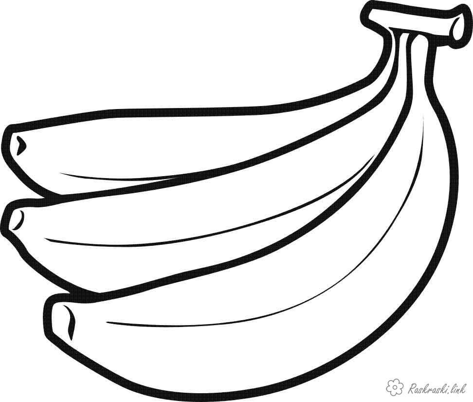 Розмальовки Прості розмальовки для малюків Розмальовка банан, гроно бананів, фрукт