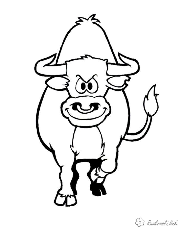 Розмальовки бик розмальовки для дітей, подорожі, Європа, тварини, бик