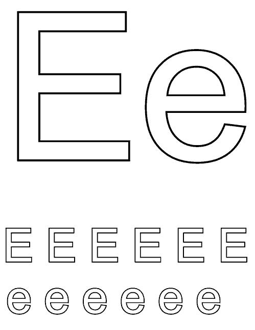 Розмальовки алфавіту буква е, вчимо літери по розмальовки