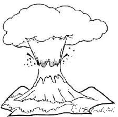 Розмальовки Комахи Явища природи, виверження вулкана, вулкан