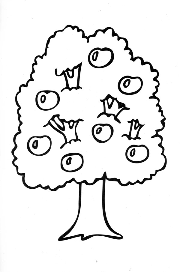 Розмальовки Дерева розмальовки дерева, розмальовки природа, дерево, яблука