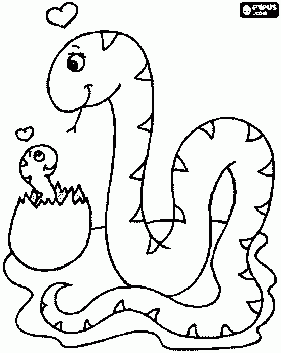 Розмальовки змія Велика і маленька змійки