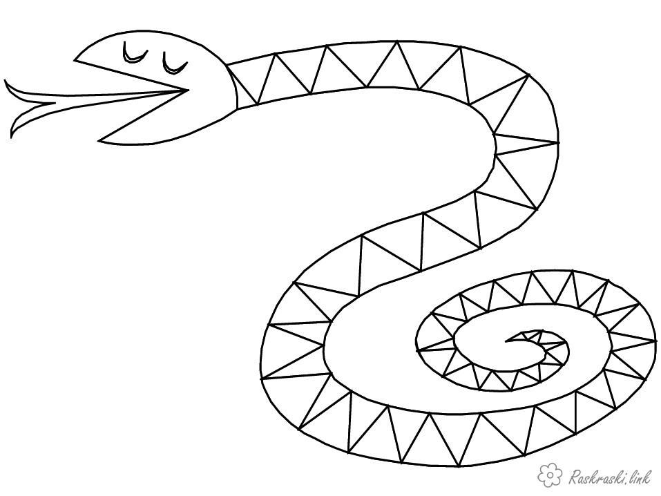 Раскраски Рептилии Простая раскраска, рептилии, змея