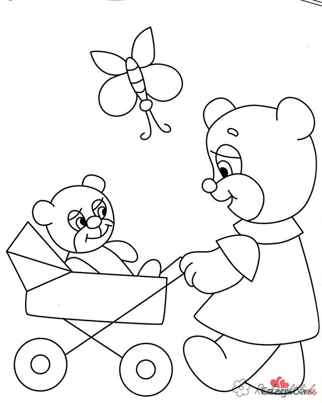 Розмальовки 1 червня день захисту дітей Розмальовки свята, розмальовки 1 червня, ведмідь, ведмежа, мама