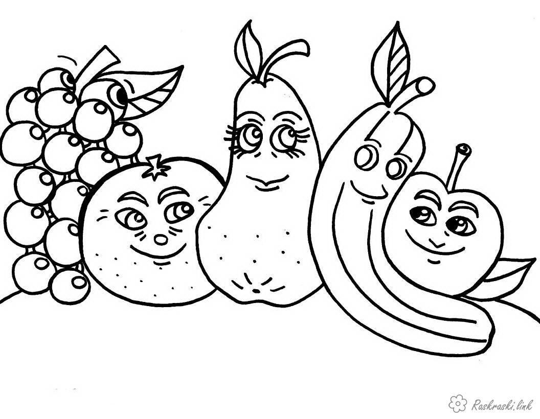 Розмальовки Рослини Дитяча розфарбування рослини, овочі та фрукти