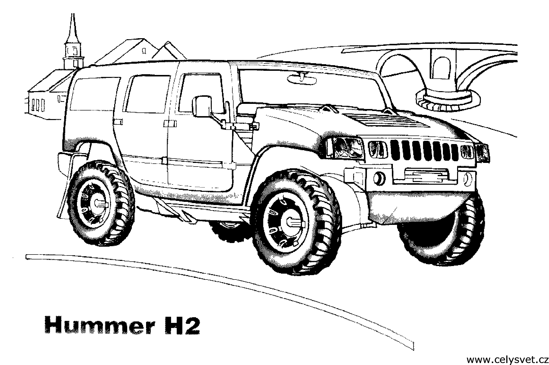 Розмальовки міст Hummer H2? розфарбування, міст, церква, дорога