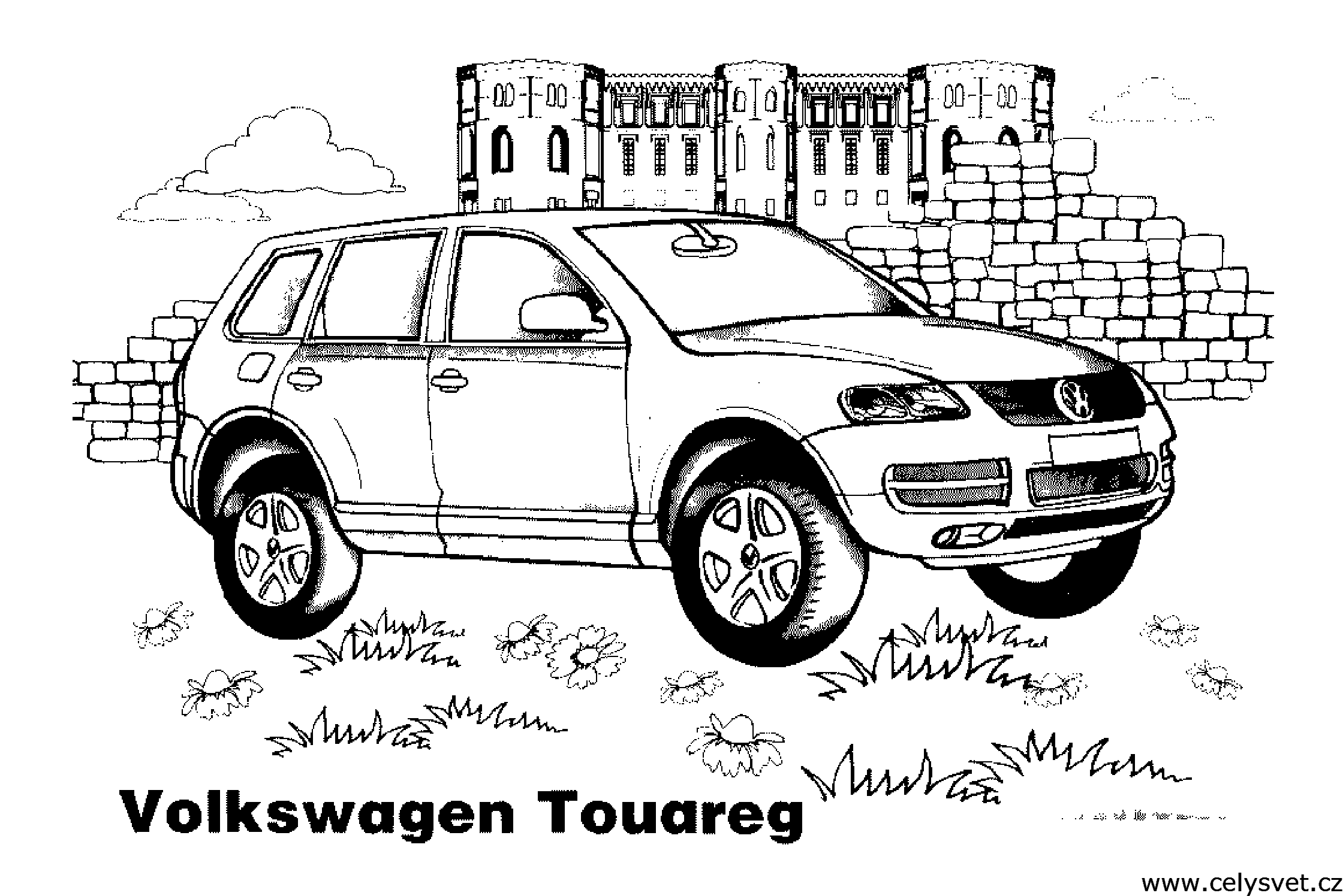 Розмальовки Машини машина, Фольцваген Туарег, розфарбування, замок