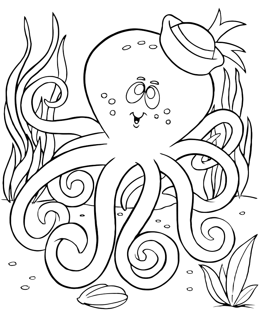 Розмальовки природа Дитяча розфарбування підводний світ, медуза