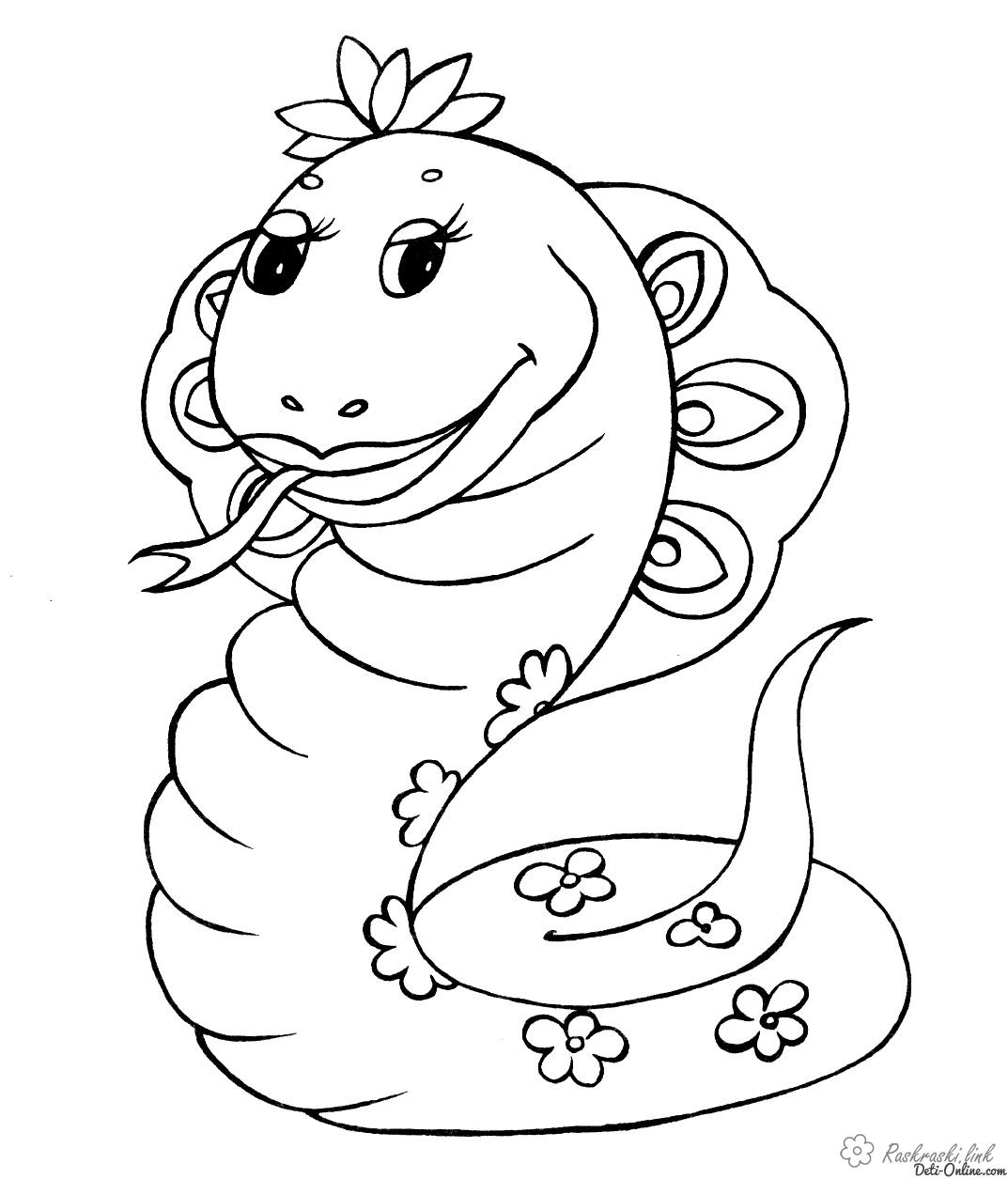 Розмальовки природа Дитяча розфарбування рептилії, змія