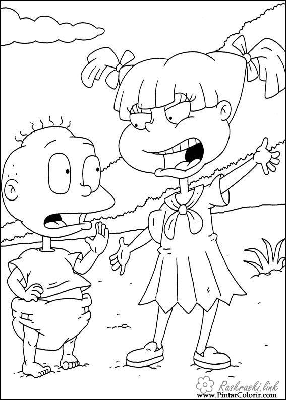 Розмальовки Ох вже ці дітки розмальовки мультфільми, Nickelodeon розмальовки, Анжеліка, Томмі, дітки, дівчинка, хлопчик
