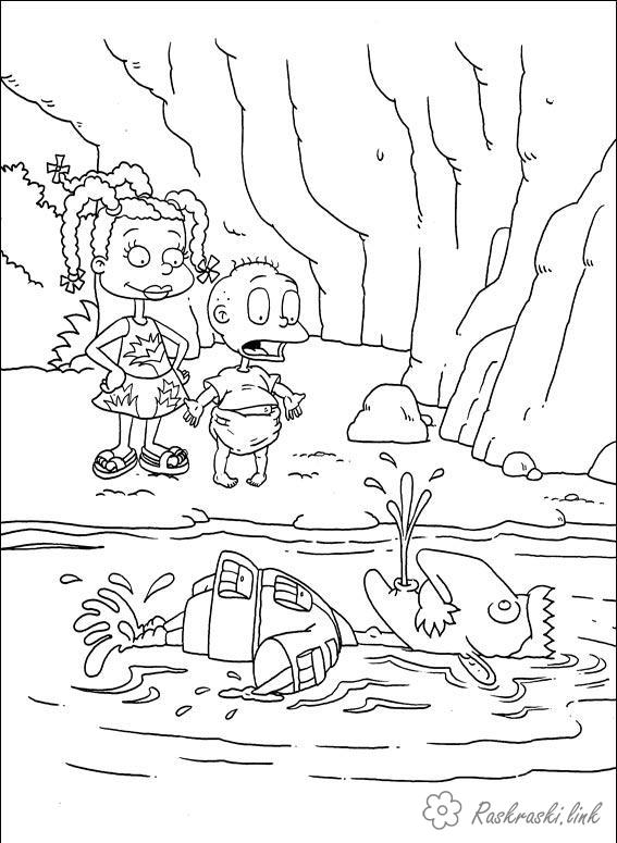 Розмальовки озері розмальовки мультфільми, Nickelodeon розмальовки, Томмі, Сьюзі, дівчинка, хлопчик, дітки