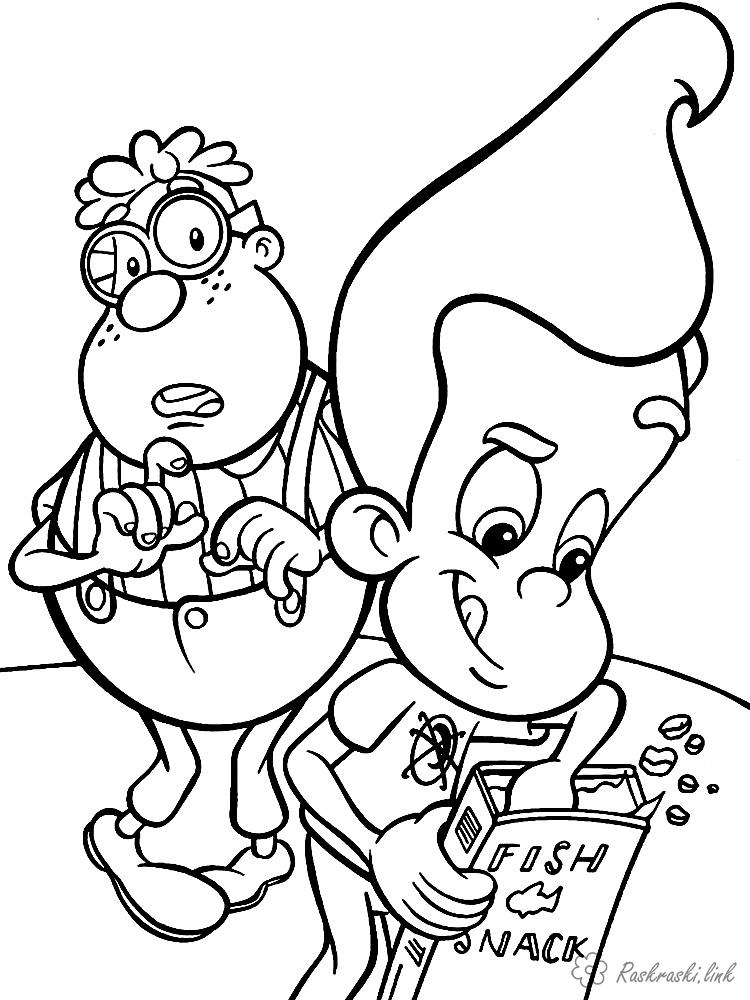 Розмальовки Джиммі нейтрон розмальовки мультфільми, Nickelodeon розмальовки, Джиммі Нейтрон, Карл, хлопчик