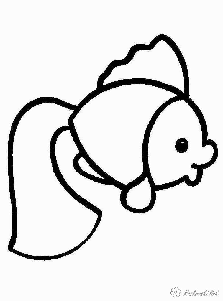 Розмальовки Прості розмальовки для малюків розфарбування золота рибка