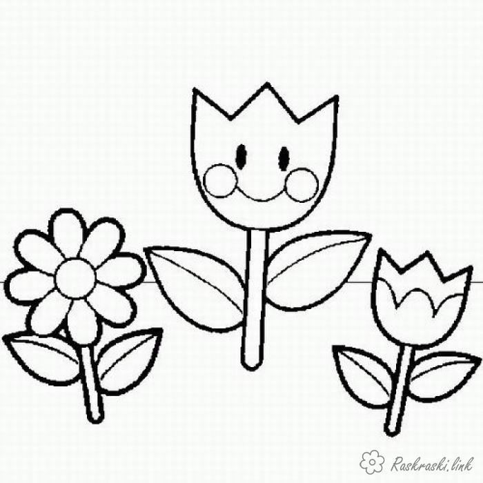 Розмальовки Прості розмальовки для малюків супер квіти