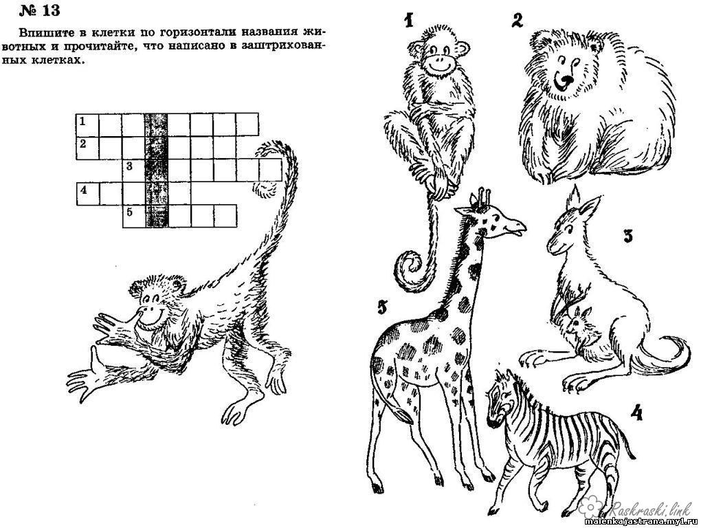 Розмальовки Кросворди для дітей кросворд звірі, кросворд тварини