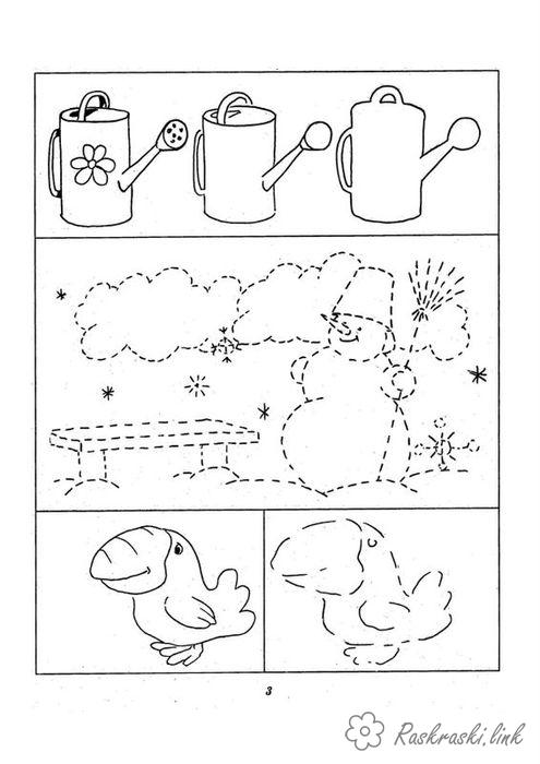 Розмальовки сніговик домалюй і розфарбуй, лійка, сніговик, птиця