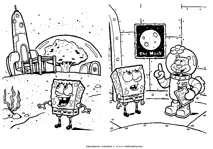 Розмальовки День космонавтики розмальовки до дня космонавтики, дитячі розмальовки, губка боб