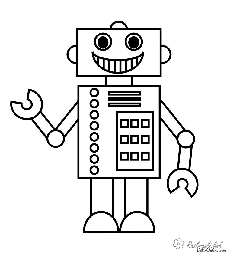 Розмальовки Роботи кіборги трансформери робот з посмішкою