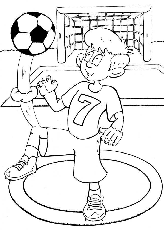 Розмальовки червня Хлопчик грає у футбол