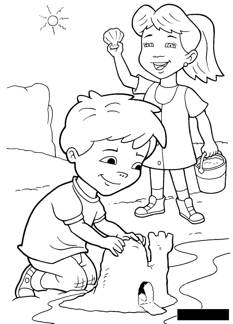 Розмальовки свято Свято 1 червня День захисту дітей діти грають хлопчик дівчинка
