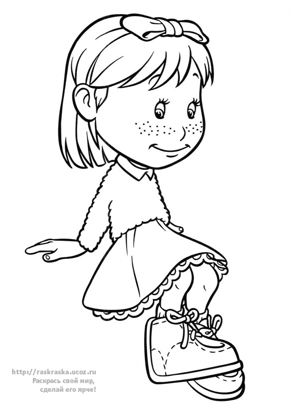 Розмальовки дітей Дівчинка в кросівках