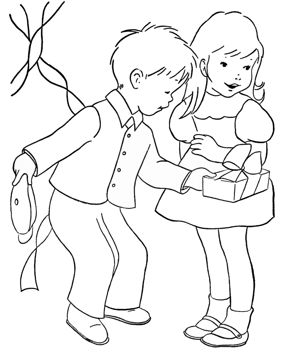 Розмальовки дітей Хлопчик і дівчинка