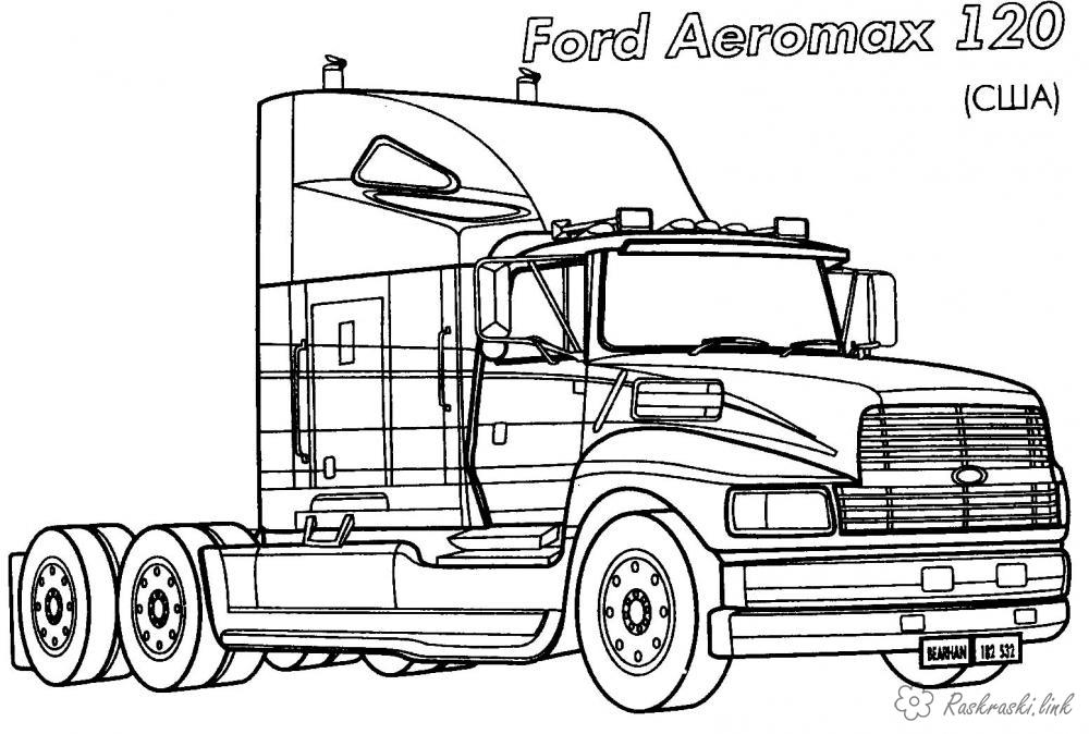 Розмальовки Машини вантажівка ford aeromax розфарбування для хлопчиків