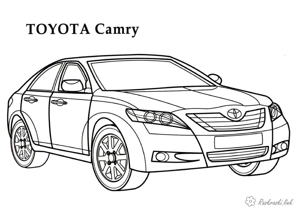 Розмальовки Машини Toyota Camry розфарбування для хлопчиків