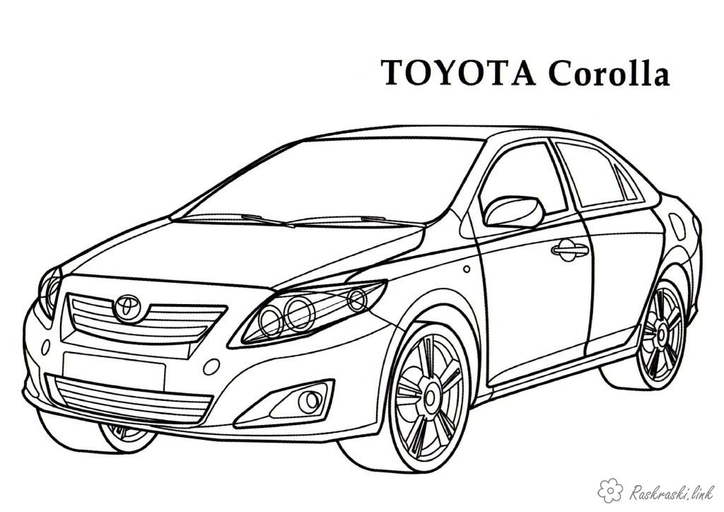 Розмальовки Машини Toyota Corolla машина розфарбування для хлопчиків