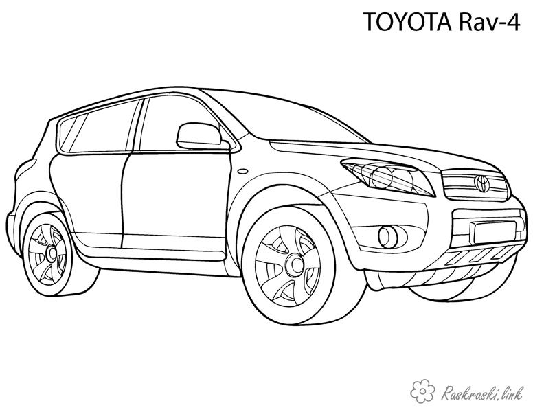 Розмальовки Машини TOYOTA RAV-4, розфарбування для млаьчіков, машини, джип