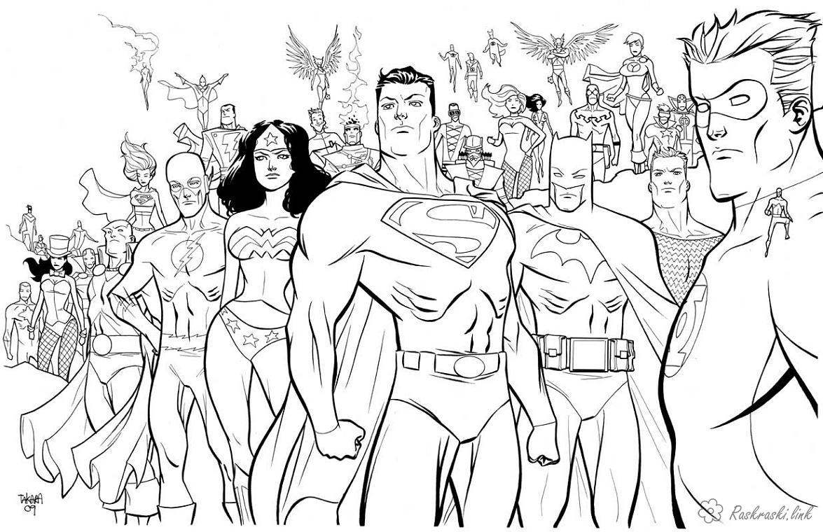 Розмальовки супергероїв розфарбування для хлопчиків, супергерої всесвіту DC, комікси