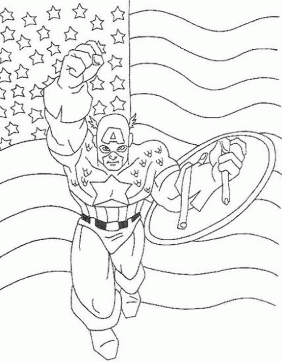 Розмальовки супергерой Капітан Америка