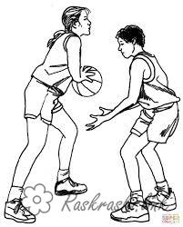 Розмальовки Баскетбол гра в баскетбол розфарбування, спортивні ігри розфарбування