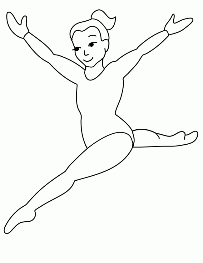 Розмальовки Гімнастика Гімнастика в стрибку розфарбування, спортивні ігри розфарбування