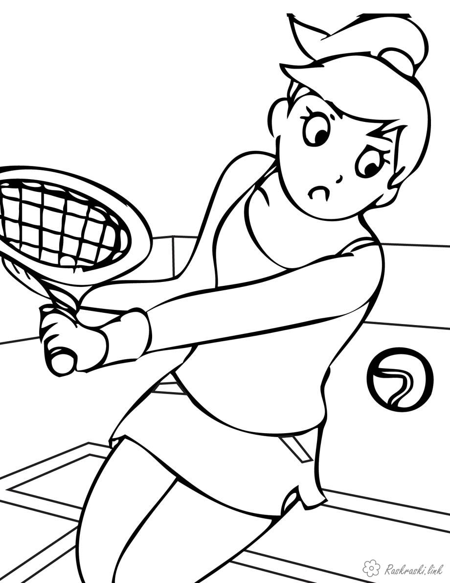 Раскраски Теннис Спорт-теннис раскраска, олимпийские игры