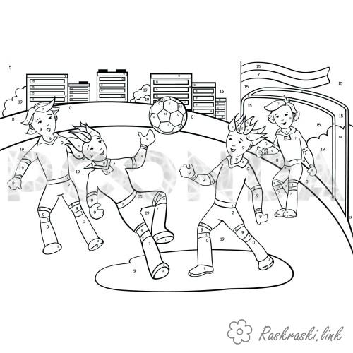 Розмальовки гра Гра у футбол розфарбування, спорт. олімпіада