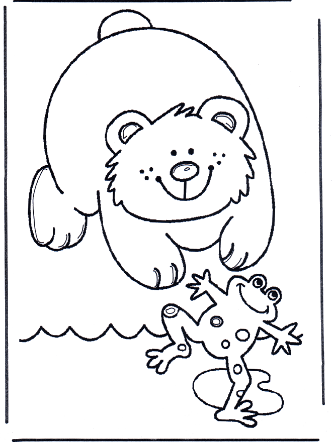 Розмальовки Лісові тварини розмальовки для дітей, ведмежа, жаба